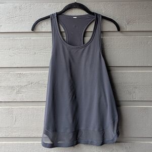 Lululemon Black Racerback Tank Top Mesh Hem Size 6 Scoop Neckline